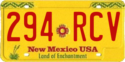 NM license plate 294RCV