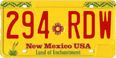 NM license plate 294RDW