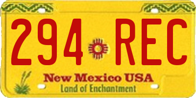 NM license plate 294REC