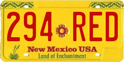 NM license plate 294RED