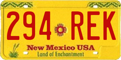 NM license plate 294REK