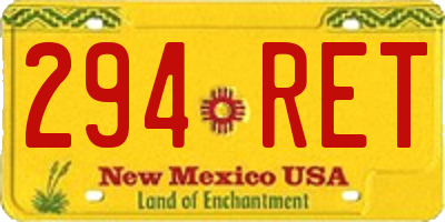 NM license plate 294RET