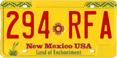 NM license plate 294RFA