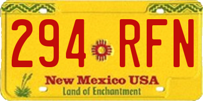 NM license plate 294RFN