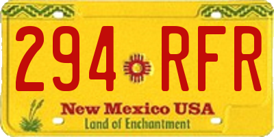 NM license plate 294RFR