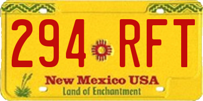 NM license plate 294RFT