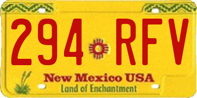 NM license plate 294RFV