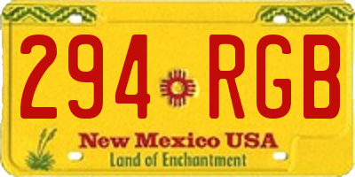 NM license plate 294RGB