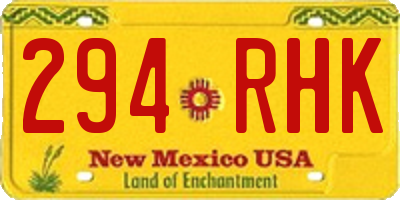 NM license plate 294RHK