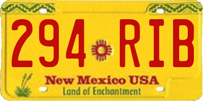 NM license plate 294RIB