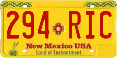 NM license plate 294RIC