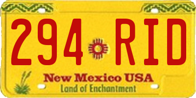 NM license plate 294RID