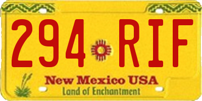 NM license plate 294RIF