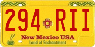 NM license plate 294RII