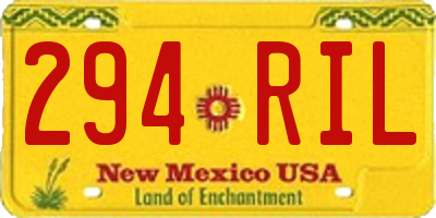 NM license plate 294RIL