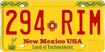 NM license plate 294RIM