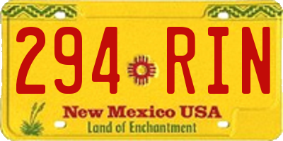 NM license plate 294RIN