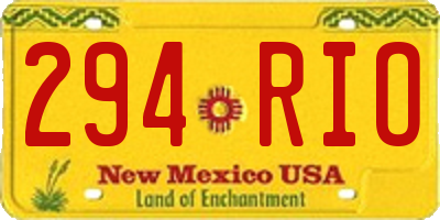 NM license plate 294RIO