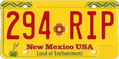 NM license plate 294RIP
