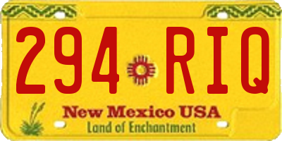 NM license plate 294RIQ