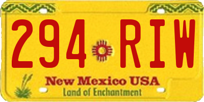 NM license plate 294RIW