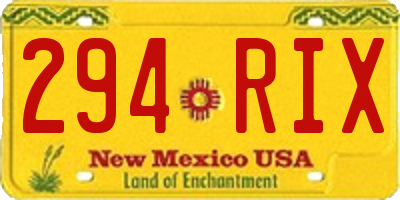 NM license plate 294RIX