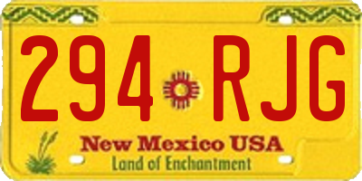 NM license plate 294RJG