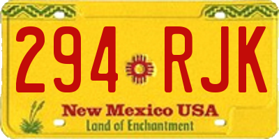NM license plate 294RJK