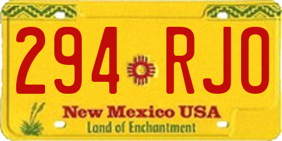 NM license plate 294RJO