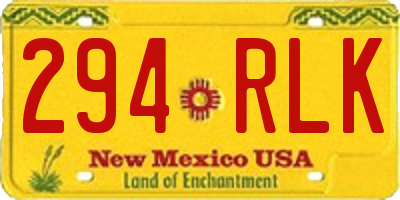 NM license plate 294RLK