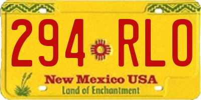 NM license plate 294RLO
