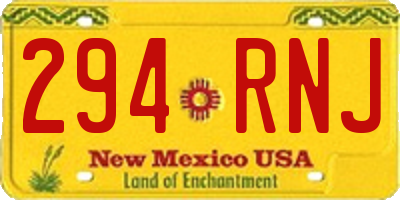 NM license plate 294RNJ