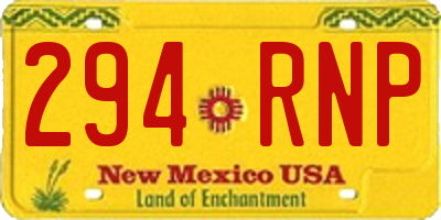 NM license plate 294RNP