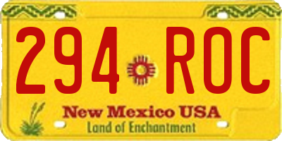 NM license plate 294ROC