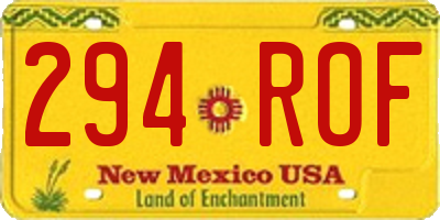 NM license plate 294ROF
