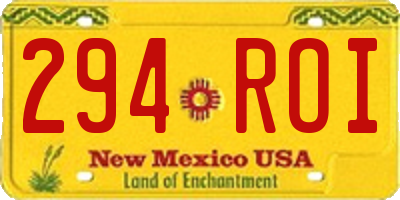 NM license plate 294ROI