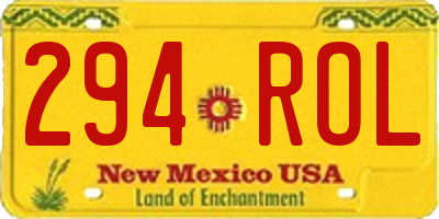NM license plate 294ROL
