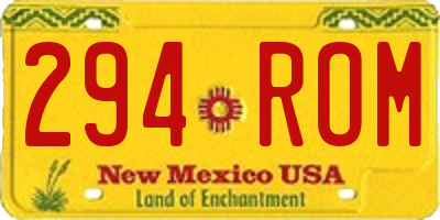NM license plate 294ROM
