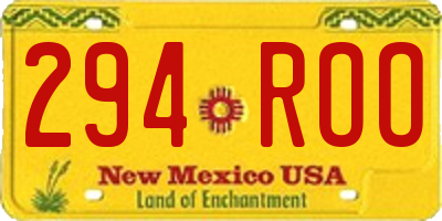 NM license plate 294ROO