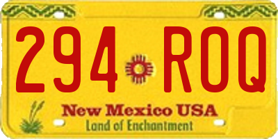 NM license plate 294ROQ