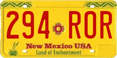 NM license plate 294ROR