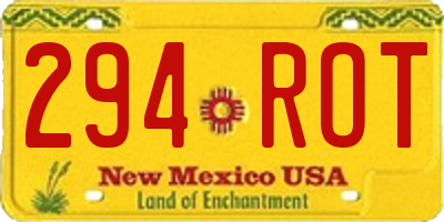 NM license plate 294ROT