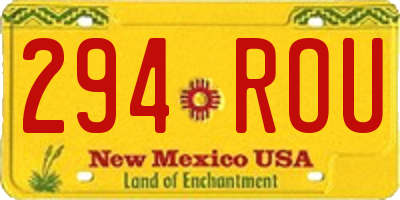 NM license plate 294ROU