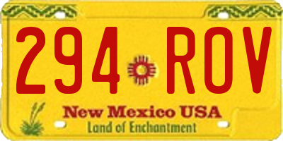 NM license plate 294ROV