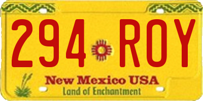 NM license plate 294ROY