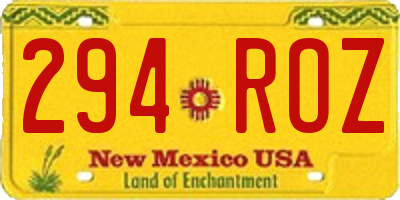 NM license plate 294ROZ