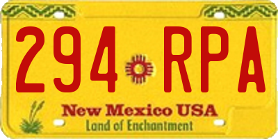 NM license plate 294RPA