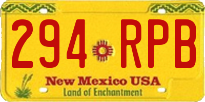 NM license plate 294RPB
