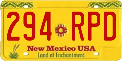 NM license plate 294RPD