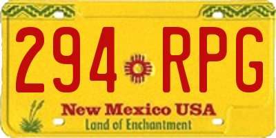 NM license plate 294RPG